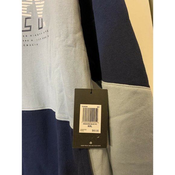 New Hurley Men's Sz XXL Blue Gray Color Block Pullover Hoodie NWT - Picture 7 of 8